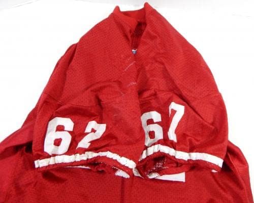 80'lerin sonu 90'ların başı San Francisco 49ers 67 Oyun Kullanılmış Kırmızı Forma 52 DP26875-İmzasız NFL Oyun Kullanılmış
