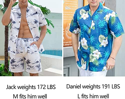 Yıldan Yıla Hawaii Gömlek Ve Şort Setleri Erkekler İçin Düzenli Fit Casual Hawaii Gömlek Setleri Çabuk Kuruyan Etkisi