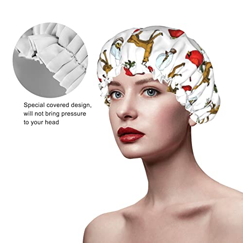 Kadınlar Kullanımlık Streç Hem Saç Şapka Noel Kuş Geyik Kar Küresi Çift Katmanlar Su Geçirmez Duş Başlığı banyo bonesi