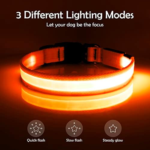 VİZPET LED köpek tasması USB Şarj Edilebilir Su Geçirmez Ayarlanabilir Light Up köpek tasması Süper Parlak emniyet