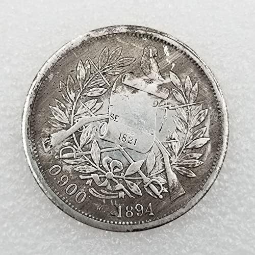 Antika el sanatları 1894 Küba pirinç gümüş kaplama eski gümüş dolar yabancı gümüş dolar antika 0133