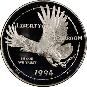 1994 P Ulusal Savaş Esiri Müzesi (POW) Hatıra Kanıtı Gümüş Dolar Mücevher Kanıtı (DCAM) ABD Darphanesi