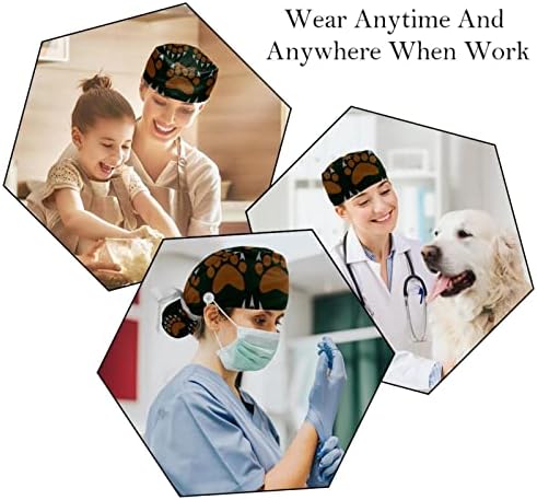 Merhaba Ekim Çalışma Kapağı Düğme ve Ter Bandı, 2 ADET Yeniden Kullanılabilir Cerrahi Cerrahi Şapkalar At Kuyruğu