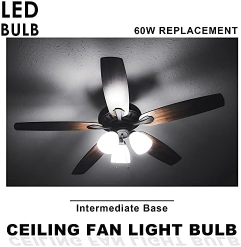 Maelsrlg E17 Ara Taban LED Ampul, 6W (60 Watt Eşdeğeri) G14 Küre Tavan Vantilatörü Ampuller, Gün ışığı Beyazı 5000K,