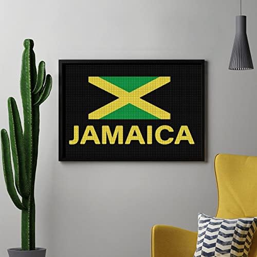 Jamaika Bayrağı Kare Elmas Boyama Kitleri Yetişkinler için Tam Matkap Sanat Resimleri ev duvar dekoru