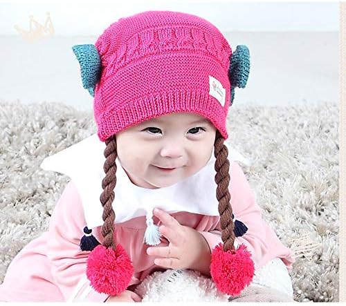IMLECK Yürüyor Bebek Kız Sevimli Yumuşak Kış Örgü Sıcak Peruk Şapka Pamuk Astar ile