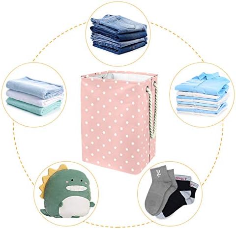 Inhomer Çamaşır Sepeti Beyaz Polka Noktalar Pembe Arka Plan Üzerinde Desen Katlanabilir çamaşır sepetleri Firma Çamaşır