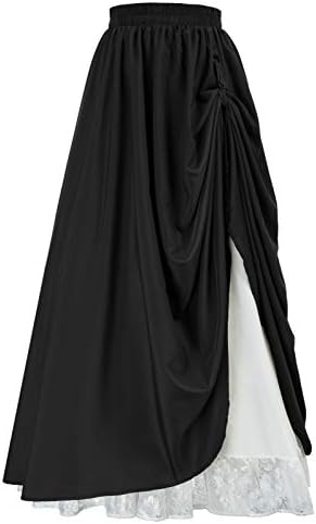 Scarlet Darkness Maxi Uzun Etek Kadınlar için Çift Katmanlı Victoria Rönesans Etekler