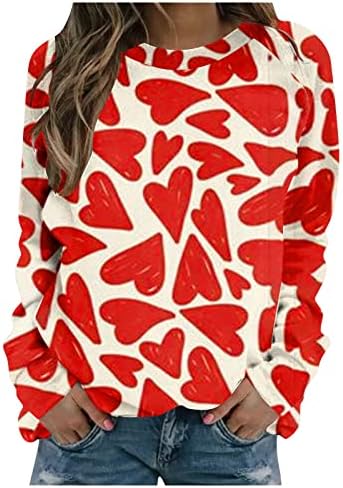 Mutlu sevgililer Günü Gömlek Crewneck Tops Uzun Kollu Kazak Aşk Kalp Grafik Tişörtü Çift Gömlek Tops