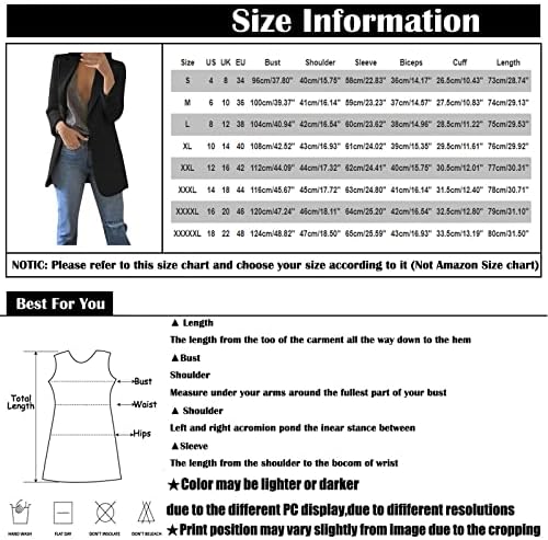 RMXEı Kadınlar Katı Açık Ön Cepler Hırka resmi kıyafet Uzun Kollu Bluz Ceket