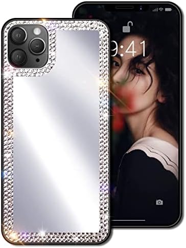 Cavdycıdy iPhone 11 Pro Max Ayna Durumda Elmaslı Kadınlar için,Bling Akrilik Ayna Telefon Kılıfı Güzelliği Seven Kız