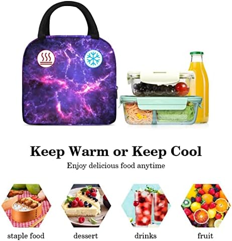 Kadınlar Erkekler için öğle yemeği Çantaları, Mor Galaxy Kullanımlık Öğle Yemeği Kutusu Organizatör Yetişkin Yalıtımlı