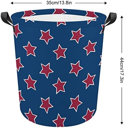 Amerikan Bayrağı Yıldız-01 çamaşır sepetleri Kolları ile Su Geçirmez Yuvarlak Katlanabilir Giysi Sepetleri saklama